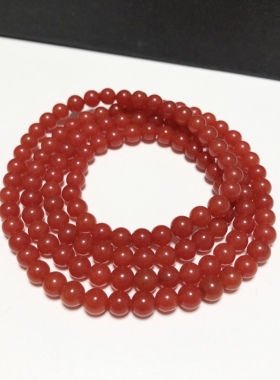 S98# 天然南红冰红料四圈手链 5.8mm 32.09克