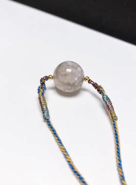 D648# 天然樱花玛瑙圆珠吊坠14mm