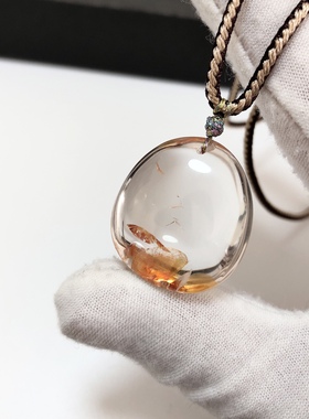 D545# 巴西黄水晶黄胶花吊坠25.8*28.5*11.5mm 重10.37克