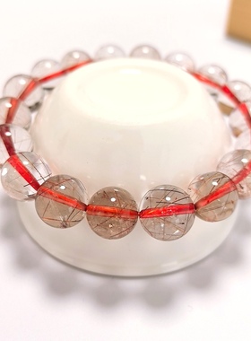 S594# 天然巴西红铜发晶单圈手链12mm