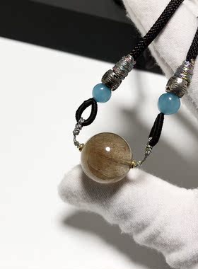D1052# 天然红铜发晶满发吊坠 锁骨链16.5mm