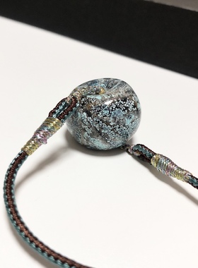 D476# 天然原矿绿松石水墨丹青大版平安扣吊坠锁骨链24*17mm