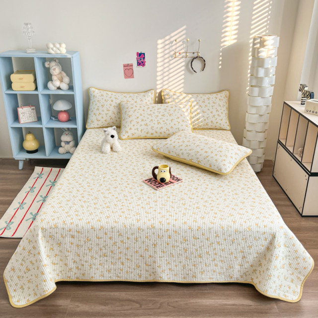 There is attitude, pure cotton bed cover, three-piece set, cotton quilted tatami thickened sheet, non-slip, machine washable, all seasons