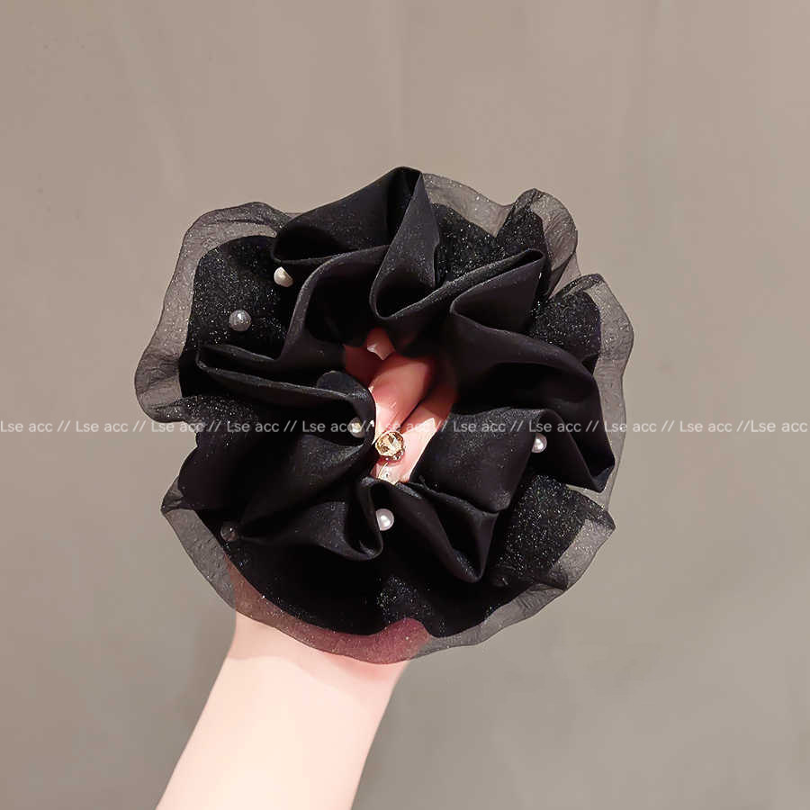 高级感柔纱珍珠大肠发圈女2025新款扎头发绳发饰头绳时尚洋气头花,淘宝优惠券,粉丝福利购,淘宝优惠卷