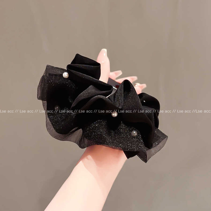 高级感柔纱珍珠大肠发圈女2025新款扎头发绳发饰头绳时尚洋气头花,淘宝优惠券,粉丝福利购,淘宝优惠卷