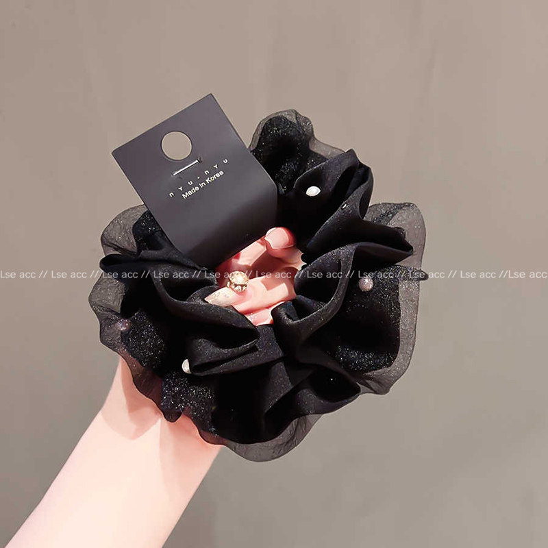 高级感柔纱珍珠大肠发圈女2025新款扎头发绳发饰头绳时尚洋气头花,淘宝优惠券,粉丝福利购,淘宝优惠卷