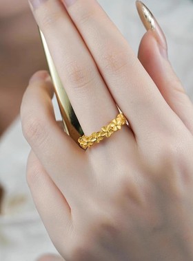 桔梗花戒指金包银女开口戒指环高级感素圈送女友闺蜜节日礼物