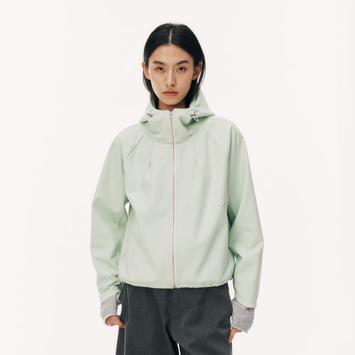 NORYBRAND 机能连帽夹克男女春秋可束腰防泼防风抗皱户外通勤外套 - 图0