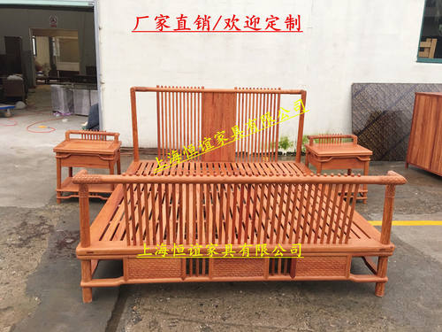 出人头地大果紫檀双人床实木新中式雕花床头柜苏梨缅甸花梨木家具 - 图0