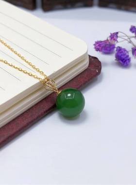 天然金镶玉钻石翡翠平安扣项链坠