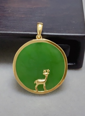 平安圆牌项坠18k金项链