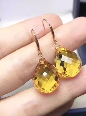 招财紫水晶耳环水滴大颗粒挂坠