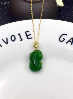 貔貅天然金镶玉翡翠吊坠件包邮