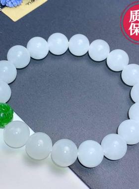 白玉莲花猫眼佛珠和田玉手串