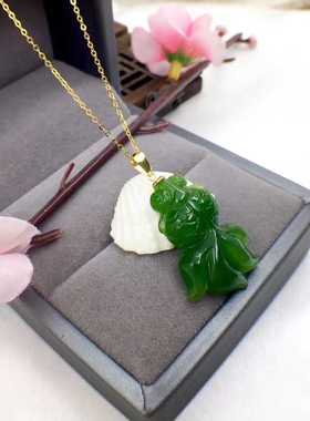 金镶玉翡翠连年有余吊坠件包邮