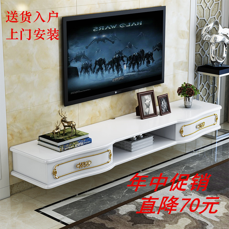 現代簡約實木壁掛牆掛電視櫃小戶型電視客廳機頂盒臥室烤漆置物架