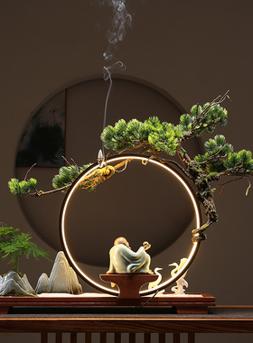 艺术装饰摆设沙盘迎客松创意摆件