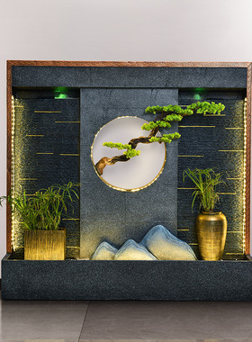 大型水幕墙流水屏风客厅生财摆件