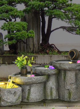 阳台石磨盘流水喷泉造景工艺品