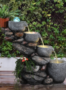 庭院小型阳台盆景喷泉风水假山