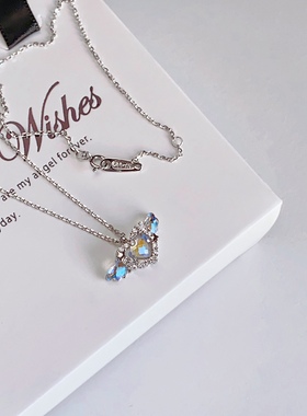 少女心极光石天使翅膀纯银项链