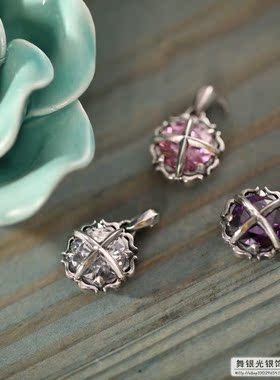 泰国925银瑞丽风彩钻吊坠