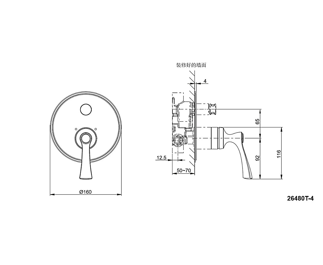 科勒入墙式花洒面板古典型 K-26480T/26481T-4-CP/AF/RGD/2BL/2MB - 图2