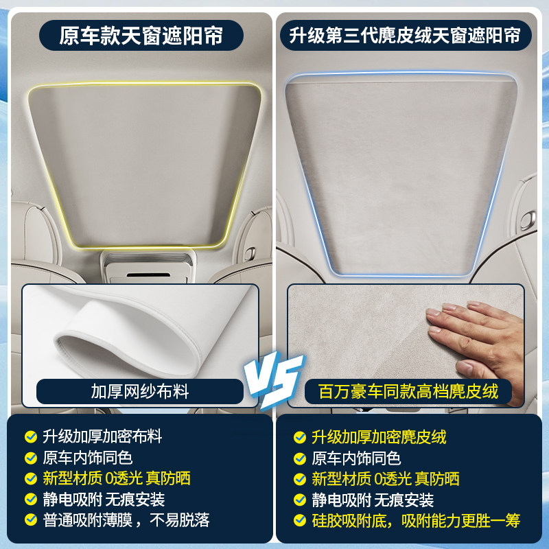 适用于一代二代腾势D9专用静电吸附车顶天窗遮阳帘伸缩挡板改装件