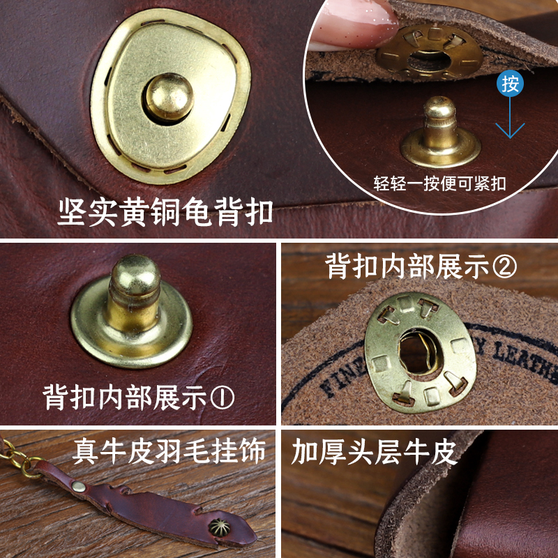 美国霍尔文牛皮horween 零钱包手工复古简约轻便真皮卡包茶芯皮潮 - 图1