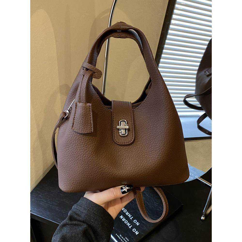 韩版复古手提水桶包女2025冬季新款日常休闲单肩包小众通勤斜挎包,淘宝优惠券,粉丝福利购,淘宝优惠卷