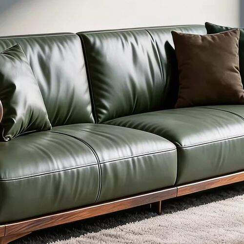 新中式黑胡桃木沙发现代客厅禅意实木家具酒店别墅客厅皮艺沙发 - 图1