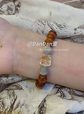 黄水晶貔貅原创水晶手链