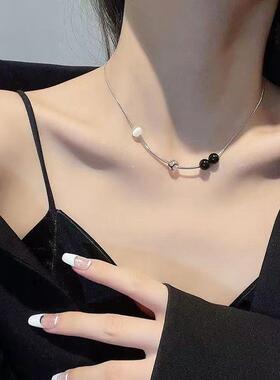 s925银轻奢项链百搭潮锁骨链女蝴蝶简约小众高级感气质毛衣链饰品