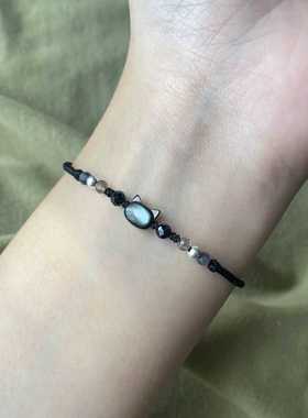 小红书爆款黑猫白猫贝壳手链