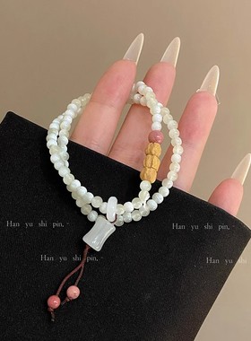 新中式双层叠戴猫眼石串珠手链