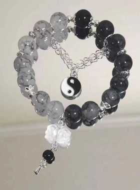 八卦小众设计双层情侣手饰中国风