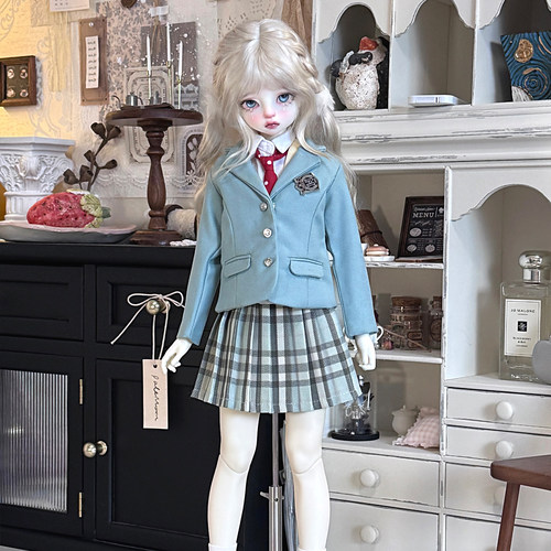 BJD1/4分娃衣 薄荷绿JK制服西装格裙套装 适配 大力力 MDD等 娃娃 - 图1