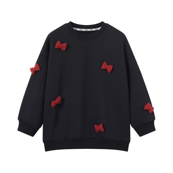 【现货】senbaby童装女童圆领卫衣外套冬儿童套头加绒蝴蝶结卫衣,淘宝优惠券,粉丝福利购,淘宝优惠卷