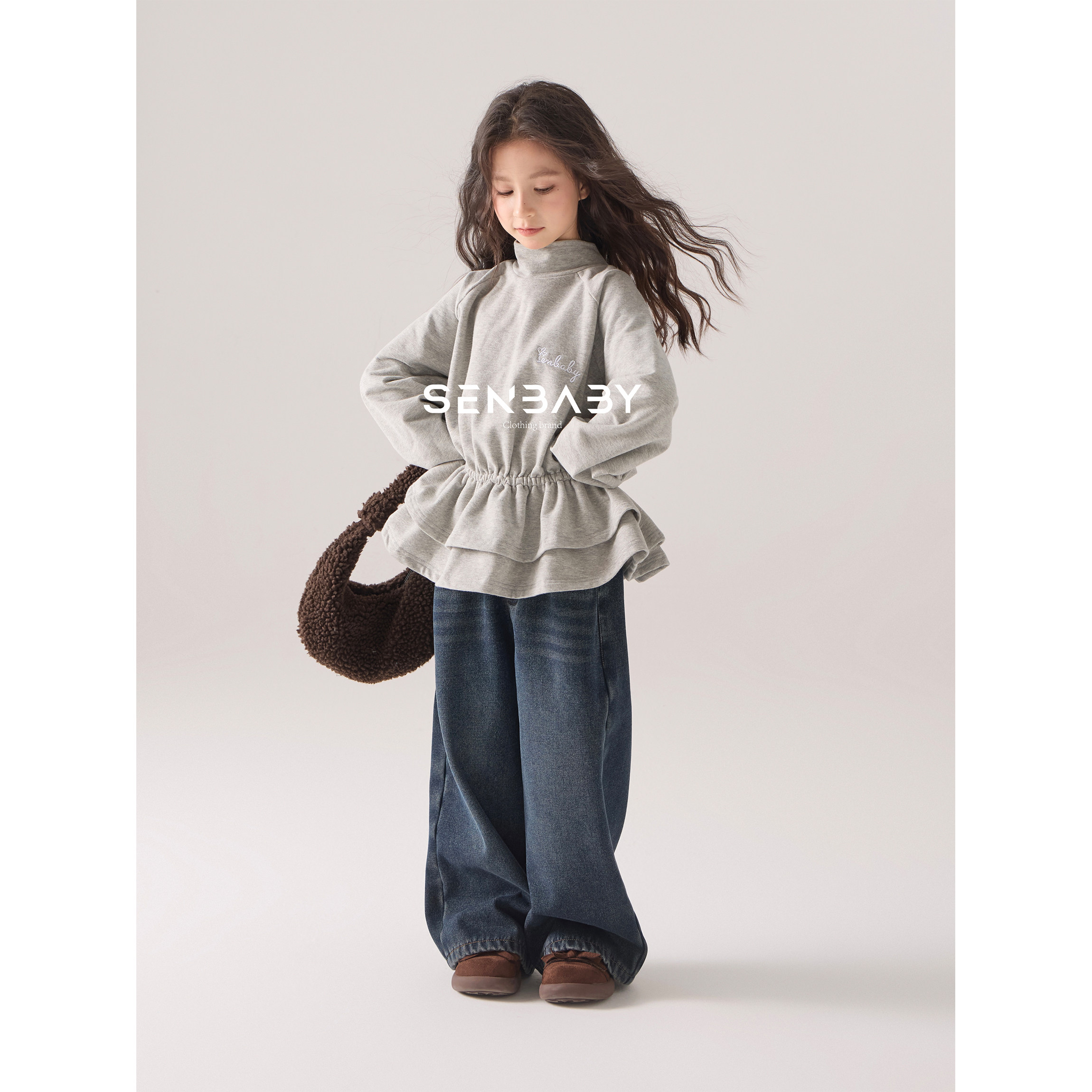 senbaby童装女童直筒牛仔裤子冬季儿童保暖长裤加绒深色牛仔裤,淘宝优惠券,粉丝福利购,淘宝优惠卷