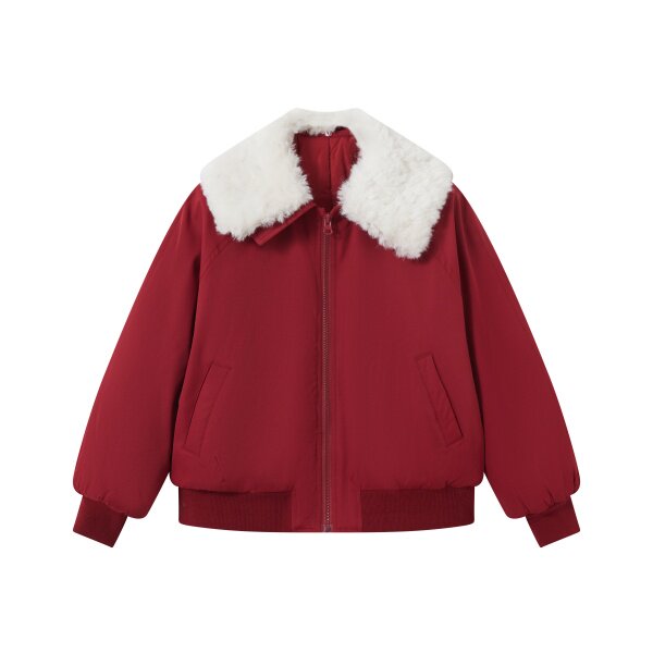 【现货】senbaby童装女童拉链外套冬装儿童红色翻毛领棉服,淘宝优惠券,粉丝福利购,淘宝优惠卷