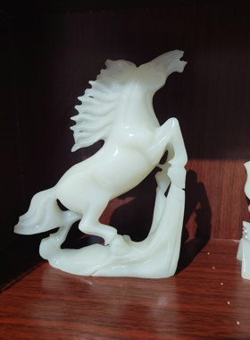 OTHER天然白玉马生肖马玄关家居客厅办公室礼物工艺品摆件大号