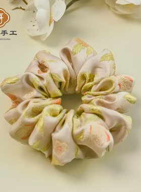 非遗宋锦荔枝手工发饰大肠发圈100桑蚕丝新中式宋锦皮筋真丝发圈