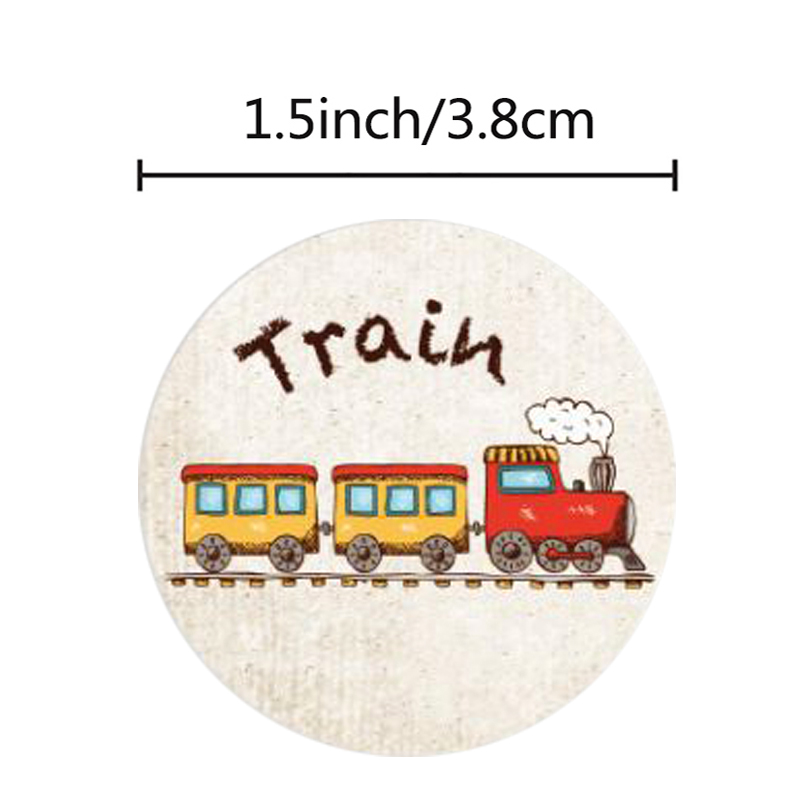 500张/卷儿童卡通玩具贴纸3.8厘米火车飞机贴纸玩具学生奖励游戏 - 图1