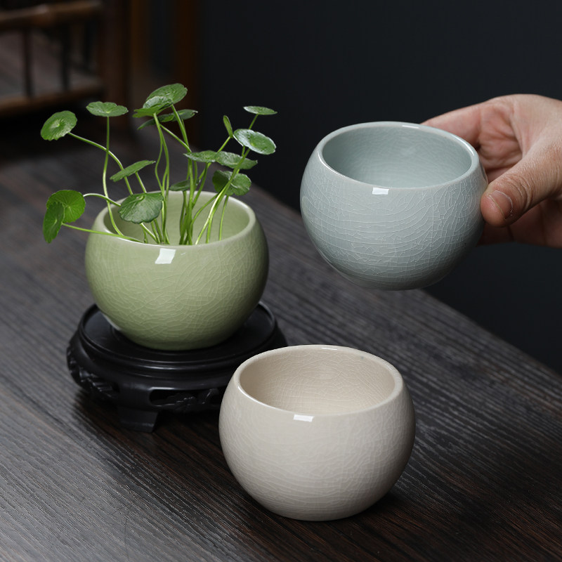 陶瓷哥窑开片陶瓷水培小花盆无孔花钵绿植容器小清新桌面花器清仓,淘宝优惠券,粉丝福利购,淘宝优惠卷