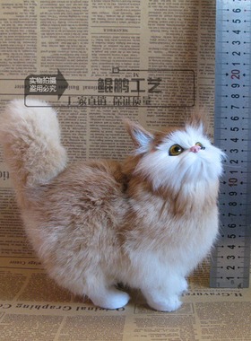 仿真猫咪摆件兔皮毛工艺品