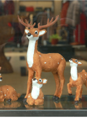 仿真梅花鹿模型小鹿母鹿装饰道具
