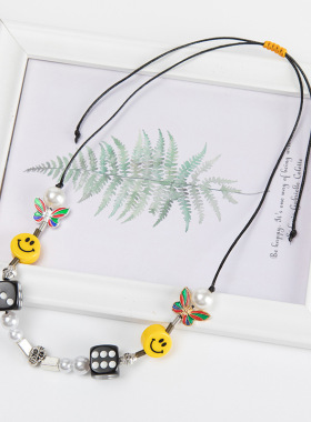 欧美嘻哈潮牌evae笑脸男项链配饰