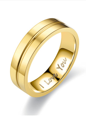 钛钢情侣戒指ILOVEYOU定婚