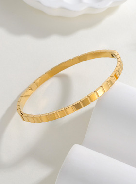 欧美ins网红同款手镯4MM方块圆形个性简约不锈钢钛钢304手镯批发