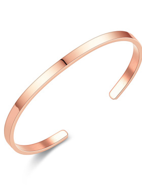 光面简约开口不锈钢C形手镯